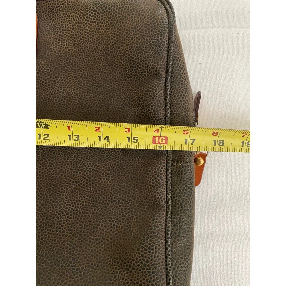 Brics Olive Distressed Flocked Pebble Leather Briefcase Laptop Tote Bag‎ Luxury